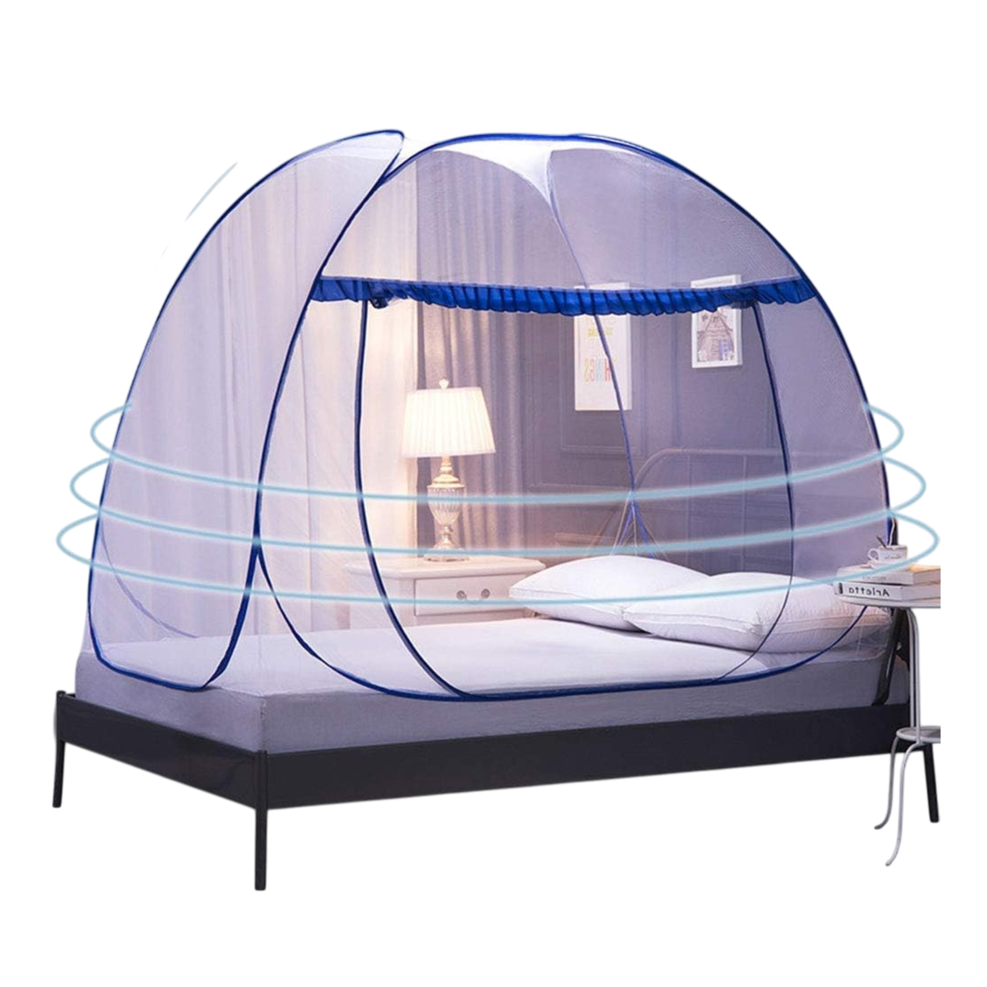Pop-Up Mreža za Krevet protiv Komaraca, 360° Zaštita od Insekata, Sklopiva i Prozračna s Dvostrukim Vratima (200×180×145 cm)