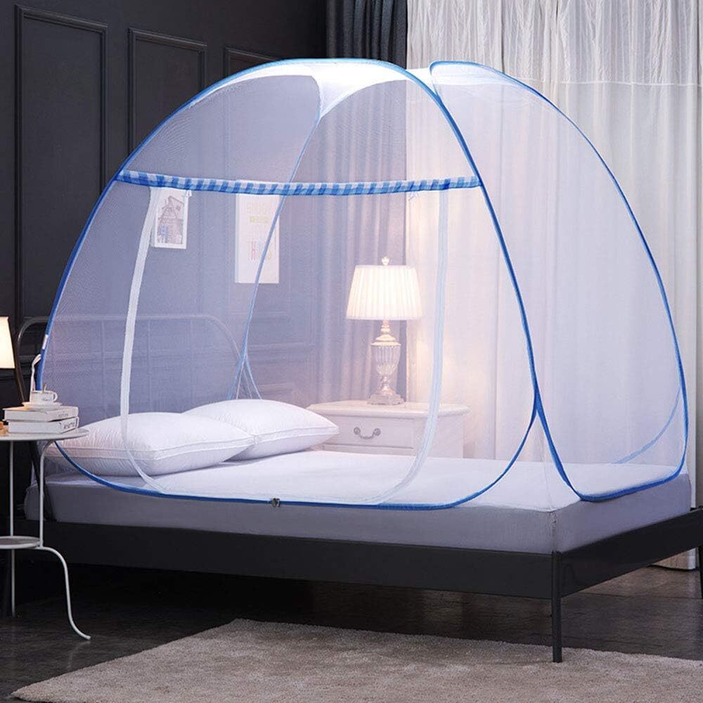Pop-Up Mreža za Krevet protiv Komaraca, 360° Zaštita od Insekata, Sklopiva i Prozračna s Dvostrukim Vratima (200×180×145 cm) - Slika 2
