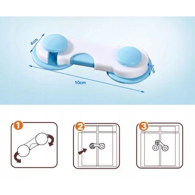 10-Komadni Bijeli i Plavi Sigurnosni Brave za Ormare i Ladice s Jakim Ljepilom za Zaštitu Djece - Slika 4