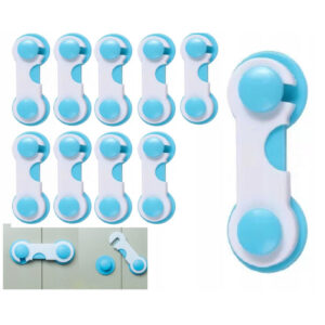 10-Komadni Sigurnosni Zaključavac za Ladice i Ormare - Bijela Plastika - Zaštita za Djecu - Jednostavna Montaža Snap Zaključavanje