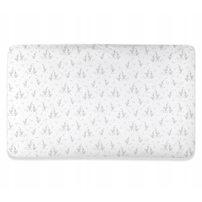 Pamučna navlaka za dječji krevetić 140x70 cm s elastičnom trakom - Uzorak "Patke s ružama" - Posteljina za bebe - Visoka kvaliteta, prozračna, izdržljiva - Slika 3