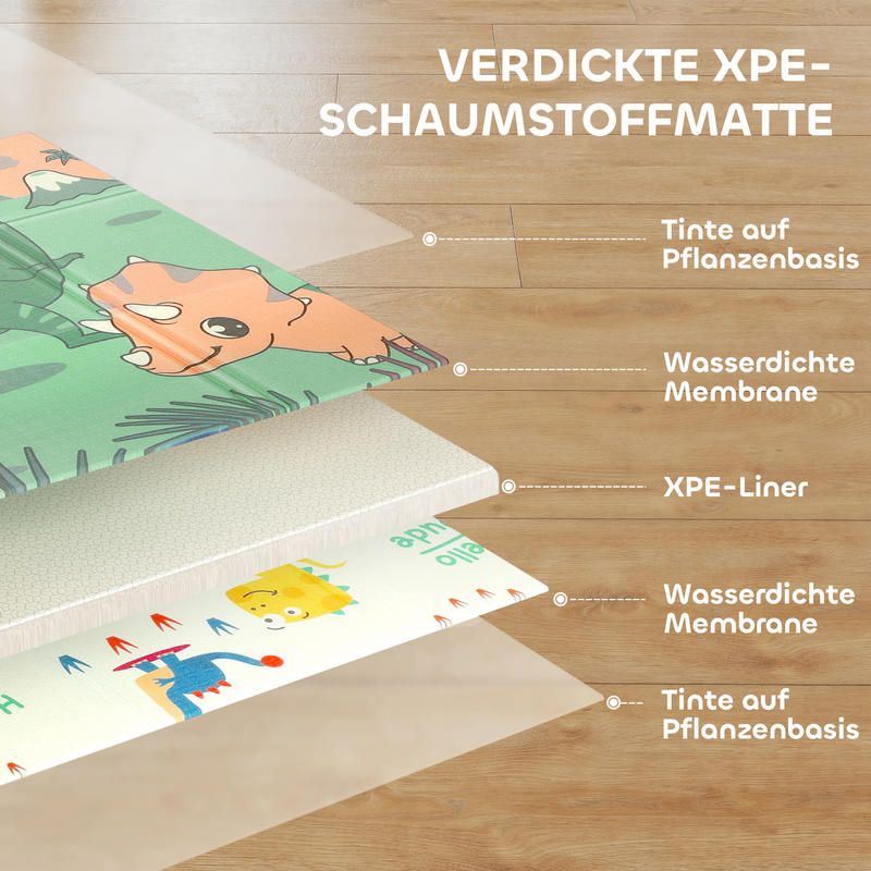 Podloga za bebe 196 X 176 X 1.5 Cm Sklopiva Dvostrana Podloga za Puzanje Višebojna - Slika 5