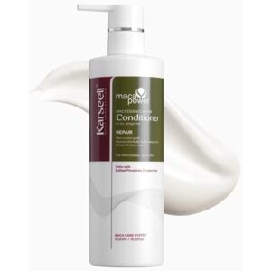 MACA CARE SYSTEM Profesionalni hidratantni regenerativni regenerator s hidroliziranim kolagenom, arganovim uljem i peruanskim ekstraktom Maca, dubinska nutricija, sjaj, glatkoća, protiv kovrčavosti, zaštita boje, za suhu, oštećenu, farbanu, obojenu, kemijski tretiranu kosu, bez sulfata, bez parabena, za svakodnevnu upotrebu, unisex, za sve tipove kose, ravna, kovrčava, tanka, gusta, jačanje i zdrav rast, 500 ml.