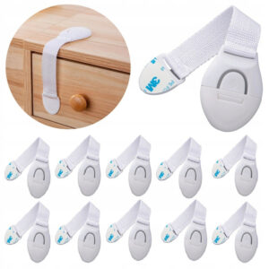 10x Bijele Brave za Ormariće Ladice Vrata Sigurnosne Bravice za Djecu Snažno Ljepljivi Namještaj Sigurnost