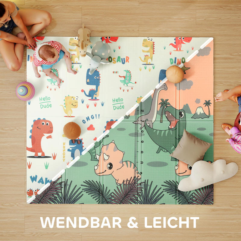 Podloga za bebe 196 X 176 X 1.5 Cm Sklopiva Dvostrana Podloga za Puzanje Višebojna - Slika 4