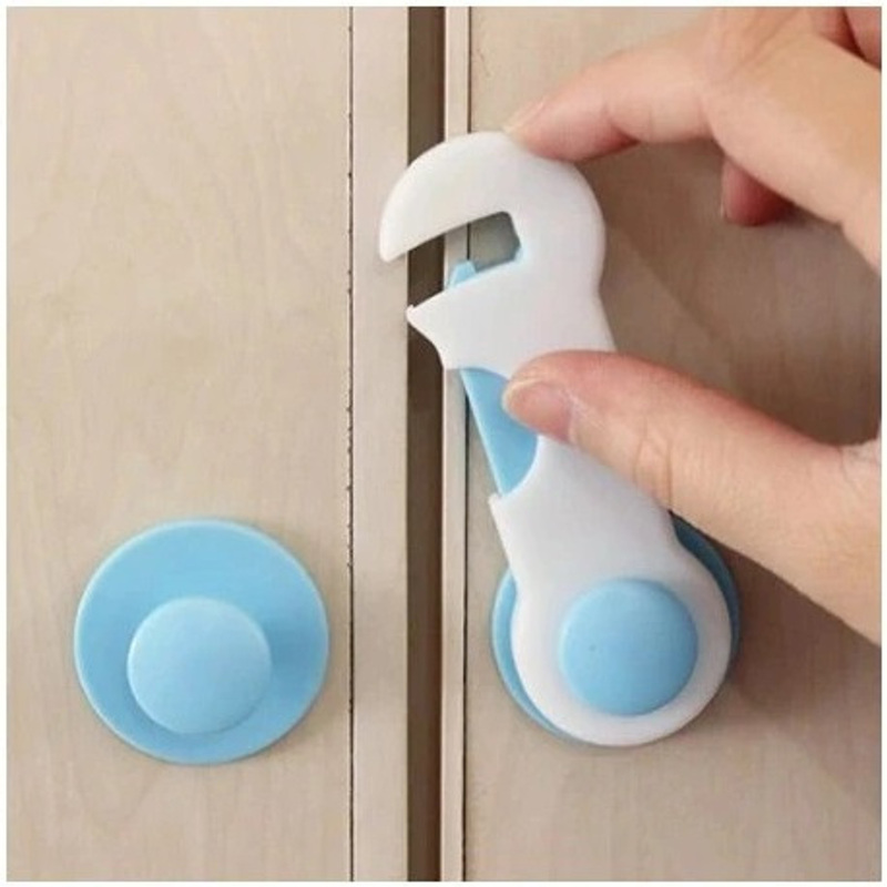 10-Komadni Bijeli i Plavi Sigurnosni Brave za Ormare i Ladice s Jakim Ljepilom za Zaštitu Djece - Slika 2