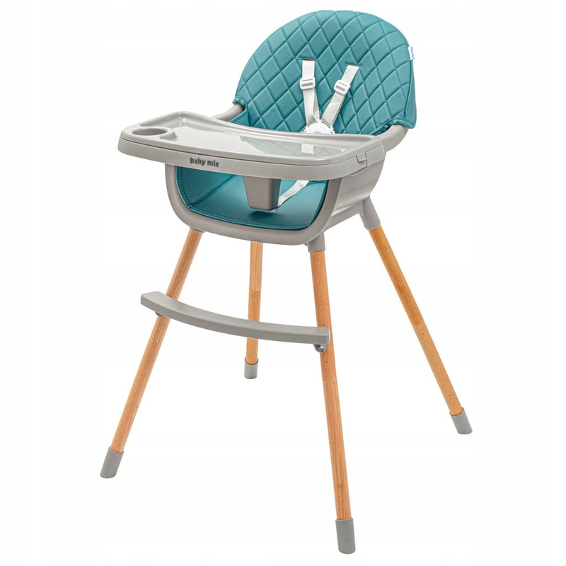 Baby Mix Freja Drvena Visoka Stolica u Prašnjavo Ružičastoj Boji - Slika 4