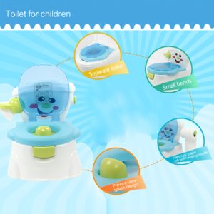 Prijenosni WC, Dječji prijenosni WC, Plavi prijenosni WC, Pogodan je za obavljanje nužde kod beba od 6 mjeseci do 5 godina i za djecu unutar 60.0 KG njihove tjelesne težine.