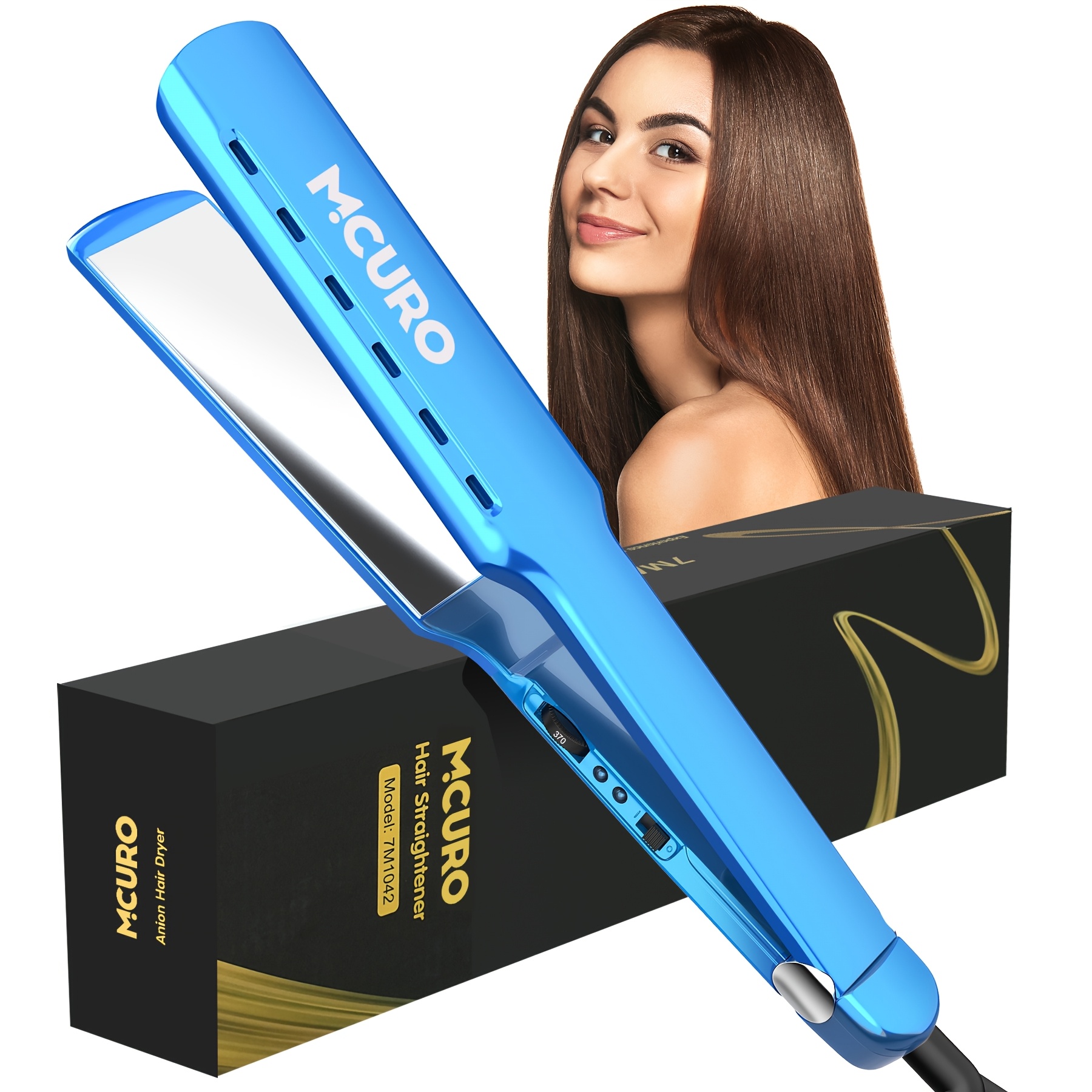 Profesionalna pegla za kosu | Nano Titan 4.32 cm široka glačala za kosu, podesiva temperatura 120-230℃, brzo zagrijavanje, dvostruki napon 110V-240V, pogodna za sve tipove kose, pokloni za žene, rođendanski i božićni pokloni - MCURO