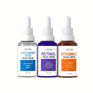 Set Sefralls Hyaluronic Acid VC Retinol Essence 30ml*3pcs s vitaminom C i serumom s hidroksidom hialuronske kiseline za sjaj, učvršćivanje i hidrataciju suhe kože, serum za učvršćivanje, poklon, festival, putovanje