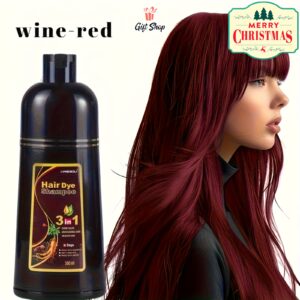 Božićni Poklon, Novogodišnja Atmosfera Vinsko Crvena Boja za Kosu, Brzodjelujuća Boja za Kosu, 99,99% Pokrivenost Bijele Kose, Sadrži Razne Biljne Sastojke, Pogodna za Njegu i Bojenje Kose, Tri u Jednom - Pogodna za Muškarce i Žene Svih Tipova Kose