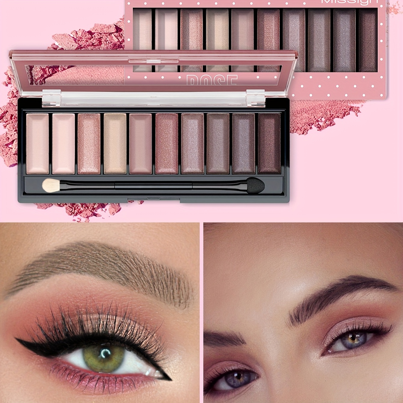 All-in-One Paleta Sjenila s Pokretnim Sun Visorom - Mat i Šljokasti Efekti, Nude Nijanse od Svijetlih do Tamnih (Bež, Braon, Roza, Siva, Crna), Dugotrajna Formula za Svakodnevne i Večernje Makeup Izglede - Organizator i Paleta u Jednom, Višenamjenski Alat za Šminkanje, Elegantno Pakiranje, Lagana Primjena - Slika 2