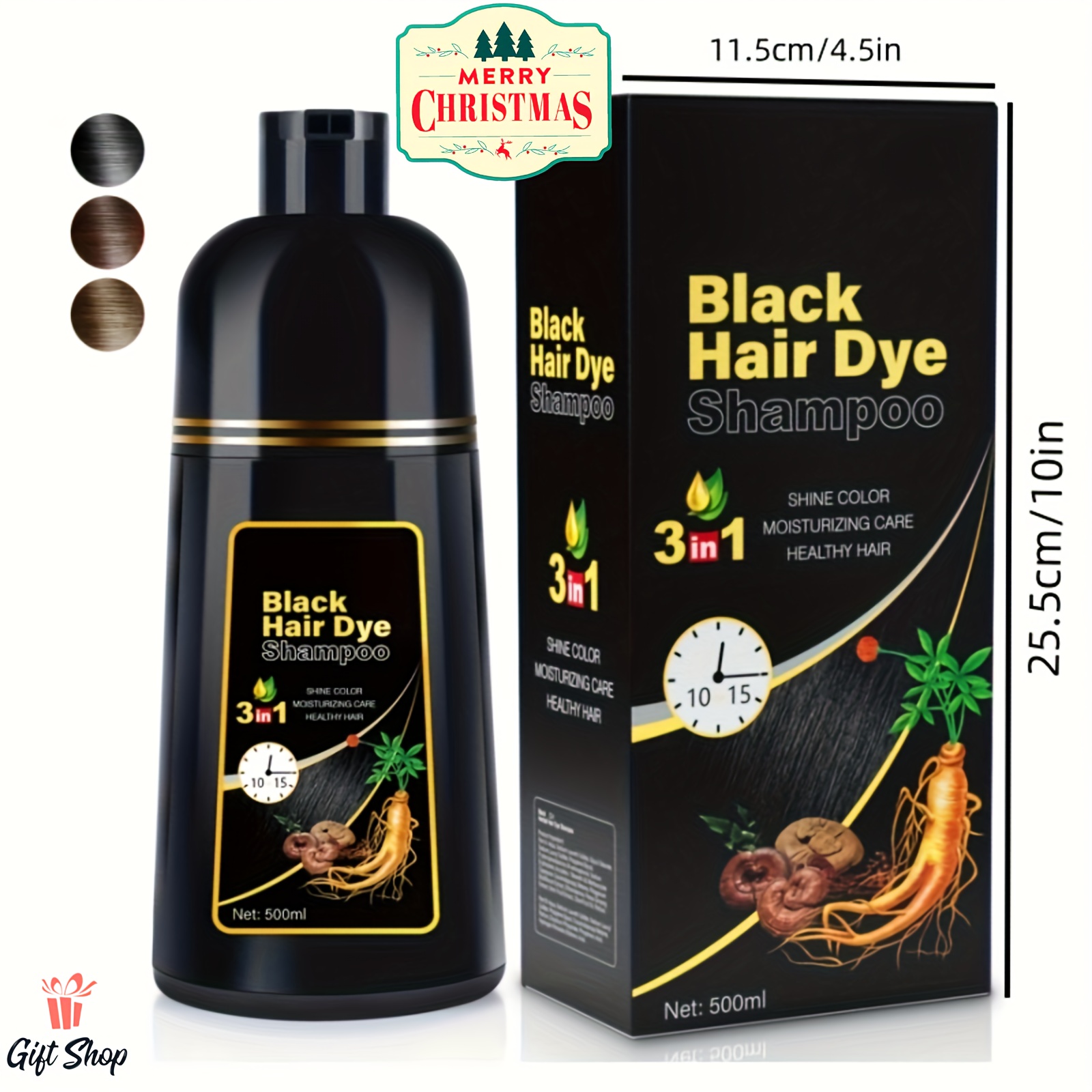 500ml Šampon za farbanje kose | Više boja u opciji, Farbanje brade, Čišćenje, Njega kose, Tri u jednom, Sastojci biljne esencije, Jednostavan za korištenje, Boja traje 30 dana, Unisex-Odrasli, Brend Bablabear - Slika 9