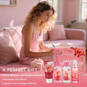 Spa Poklon Košare Za Žene Japanski Cvjetni/Miris Jasmina/Citrusa - Sadrži 3 fl.oz Losiona za Tijelo/Gela za Tuširanje/Kreme za Tijelo/Mist Miris, Idealni Pokloni Za Žene Zimska Dugotrajna Hidratacija Božićni Pokloni za vo