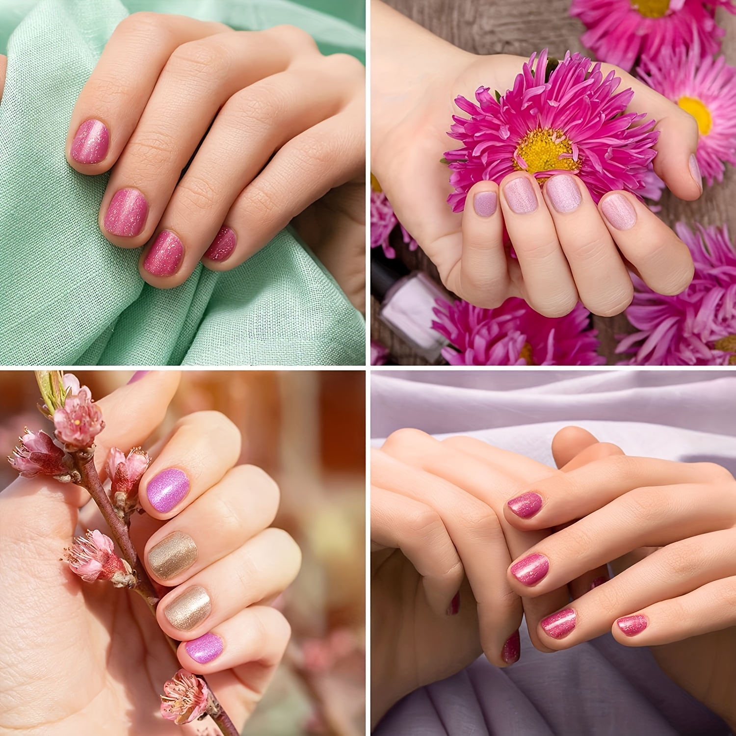 12 kompletnih uradi sam setova za nokte za početnike s glitter prahom, French tip sustavom (i), kliještima za nokte, četkicama i trakama za poliranje - Sve u jednom manikir setu za njegu noktiju, s korak po korak priručnikom (Poklon) - Slika 7