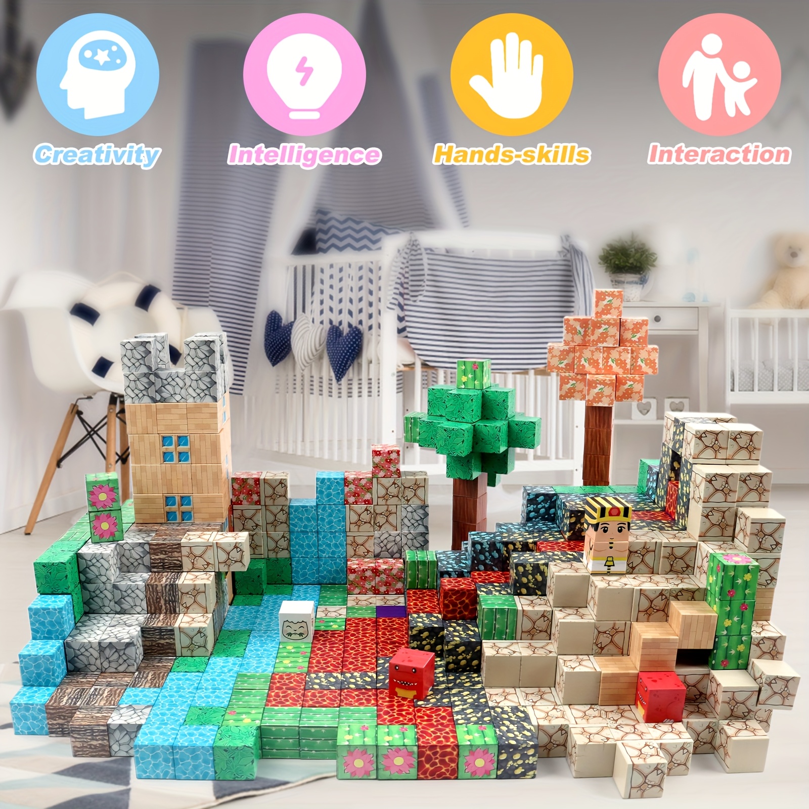 Magnetni građevinski set za djecu – 150 kom, STEM kreativne slagalice - Slika 8