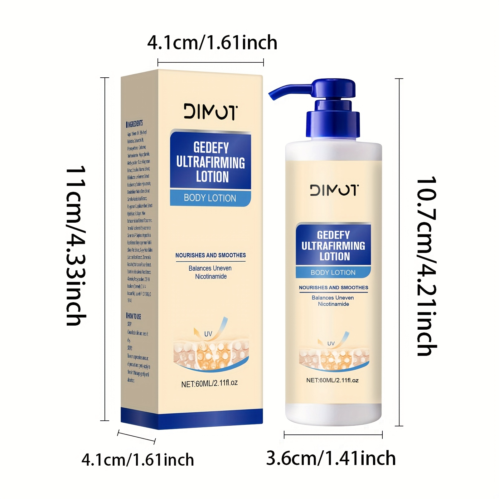 DIMOT 60ml Ultrafirming i Lifting Losion za Tijelo - Bez Mirisa, Bez Alkohola, Dnevna i Noćna Hidratacija za Sve Tipove Svijetlo Bež Kože, Ugladi Sitne Linije, Povećava Elastičnost, Vlaži, Elegantno Pakiranje, Premium Njega Kože, Ženska Njega, Rutina Njege, Moderna Njega, Formula bez Alkohola - Slika 6