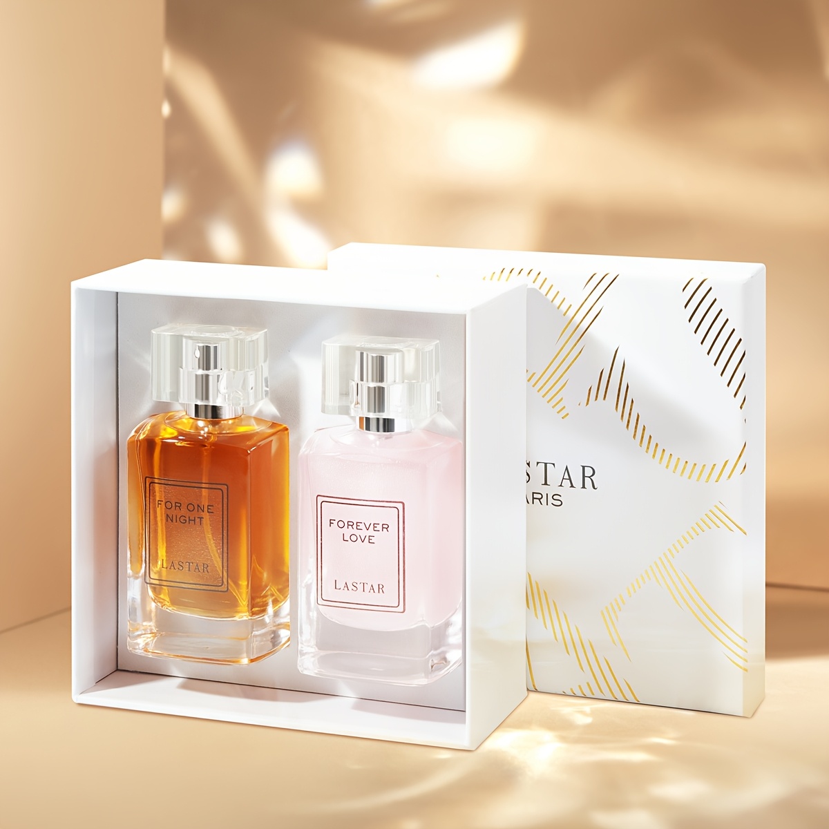 Poklon kutija ženski parfem u spreju, 2 bočice s različitim mirisima, dizajn staklene bočice, jednostavno i elegantno, svjež i dugotrajan miris, nježno i elegantno, prikladno za razne prilike, za vašu partnericu, osobnu upotrebu, Dan majki, ukupno 100 ml