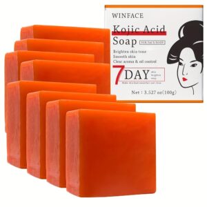 8 komada 100g Sapun s Kojinskom Kiselinom - Posvjetljujući Svijetlo Bež, Hidratantni, Kontrola Masnoće za Ruke, Lice, Kupanje - Prirodni Aroma Naranče, Eterično Ulje, Nježno Čišćenje, Božić