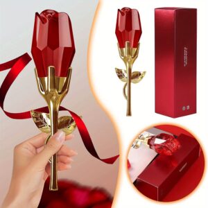 Ženski parfem u obliku ruže - Dugotrajan 12H svjež cvjetni miris, elegantan crveni i zlatni luksuzni dizajn, Midnight Rose/Paris Love Series, idealan poklon za vo i blagdane, siguran za osjetljivu kožu, uključena elegantna poklon kutija (tekući parfem)