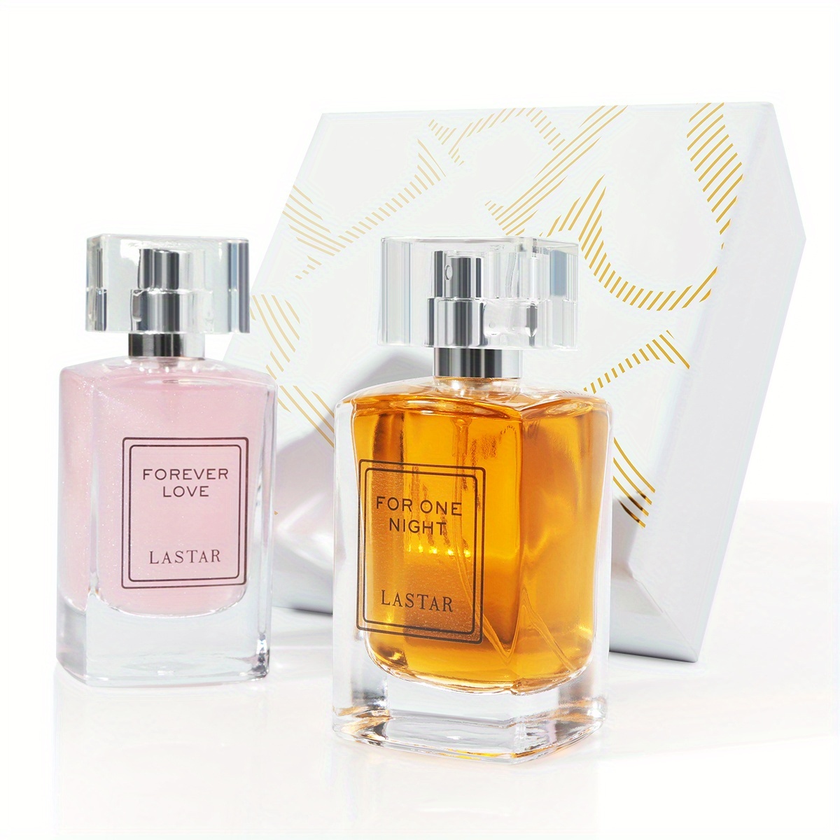 Poklon kutija ženski parfem u spreju, 2 bočice s različitim mirisima, dizajn staklene bočice, jednostavno i elegantno, svjež i dugotrajan miris, nježno i elegantno, prikladno za razne prilike, za vašu partnericu, osobnu upotrebu, Dan majki, ukupno 100 ml - Slika 2