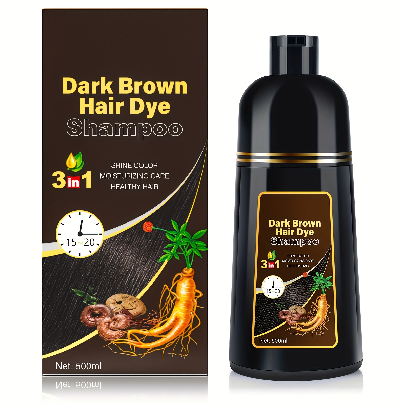 500ml Šampon za farbanje kose | Više boja u opciji, Farbanje brade, Čišćenje, Njega kose, Tri u jednom, Sastojci biljne esencije, Jednostavan za korištenje, Boja traje 30 dana, Unisex-Odrasli, Brend Bablabear - Slika 7