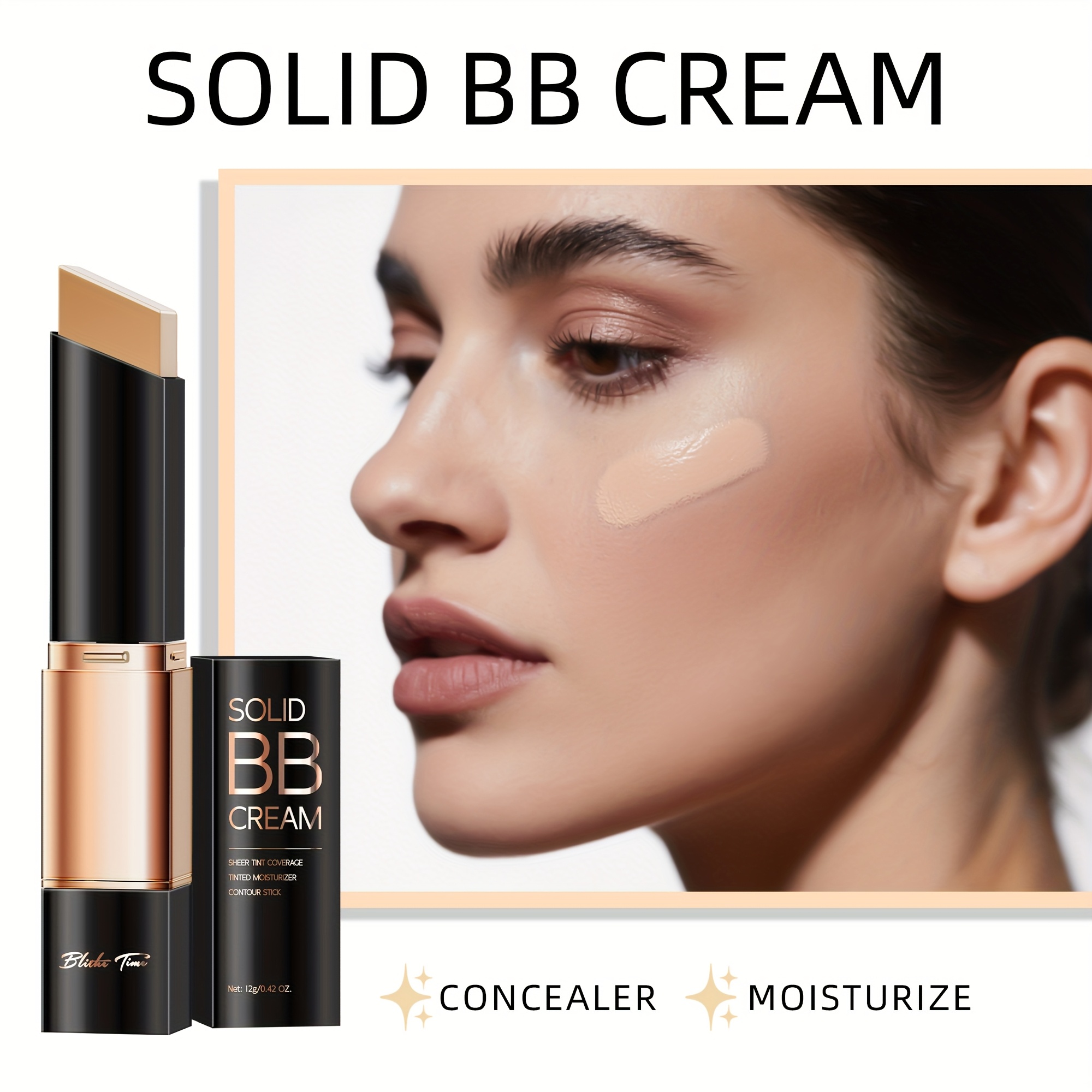 Blithe Time BB krema u stiku 12g/0.423 Fl.oz | Prirodni efekt šminke, zaštita od vode i znoja, učvršćivanje i kontrola masnoće, dvostruki stik s kistom za puder, prenosiva za putovanja - Slika 7