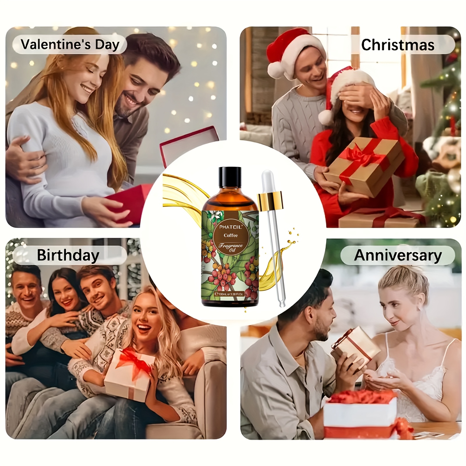 PHATOIL 1 kom 100 ml/3.38 Fl.Oz ulja s mirisom kave - za difuzore, ovlaživače, izradu svijeća - savršen poklon za ljubavniku, obitelj, prijatelje - Božićni pokloni, pokloni za vo, pokloni za Majčin dan - Slika 5