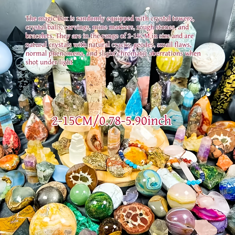 Luksuzna Kristalna Poklon Kutija s Različitim Oblicima Kula, Kugli i Velikim Sintetičkim Draguljima – Idealno za Ljubitelje Kristala i Početnike, Savršeno za Halloween i Uskršnji Ukras Doma, Kristalni Pokloni - Slika 3