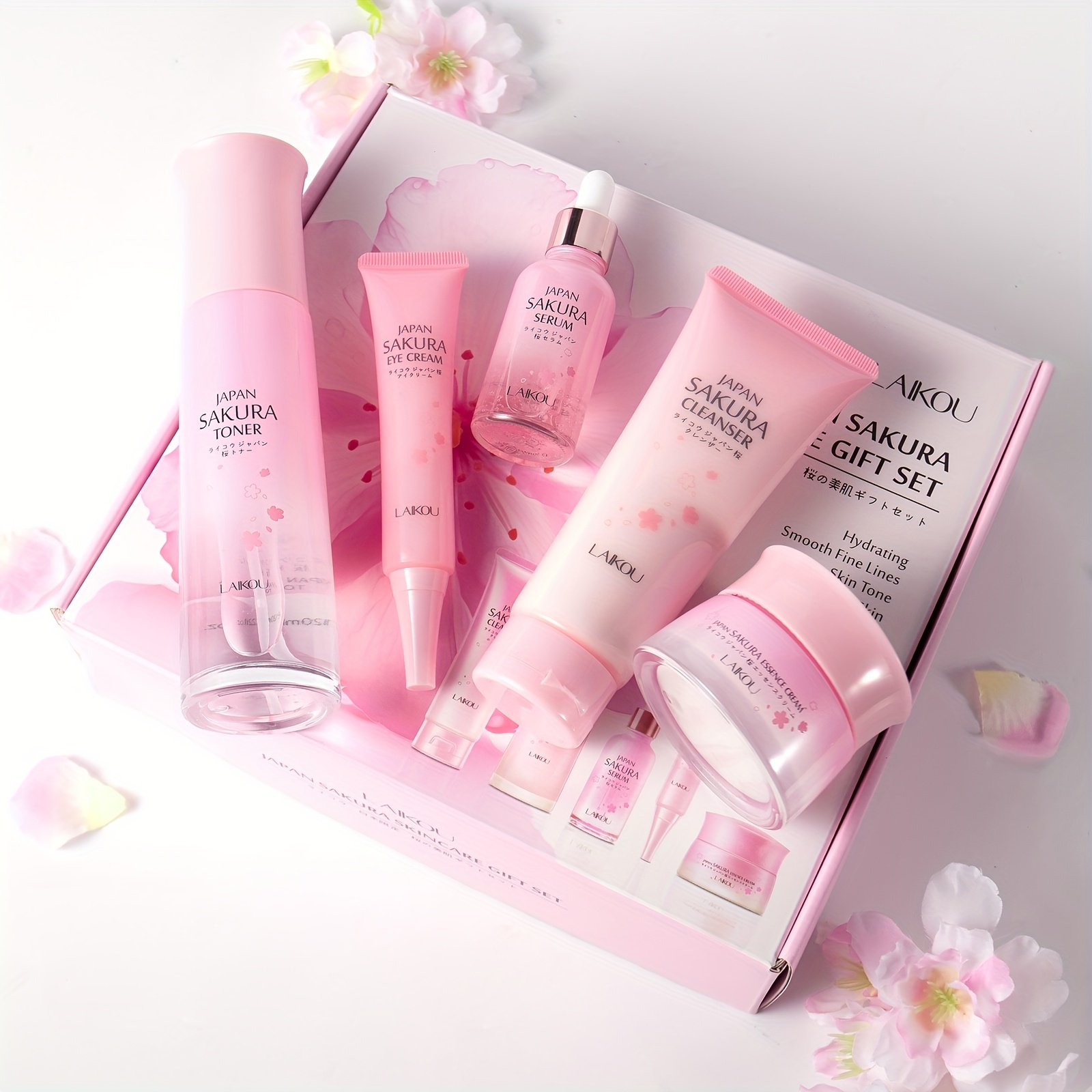 Poklon set za svakodnevnu njegu kože Sakura, uključuje gel za pranje lica 100g, tonik 120ml, serum 30ml, kremu za područje oko očiju 30g, dnevnu i noćnu masku za lice 50g, duboko hidratantno - Slika 6