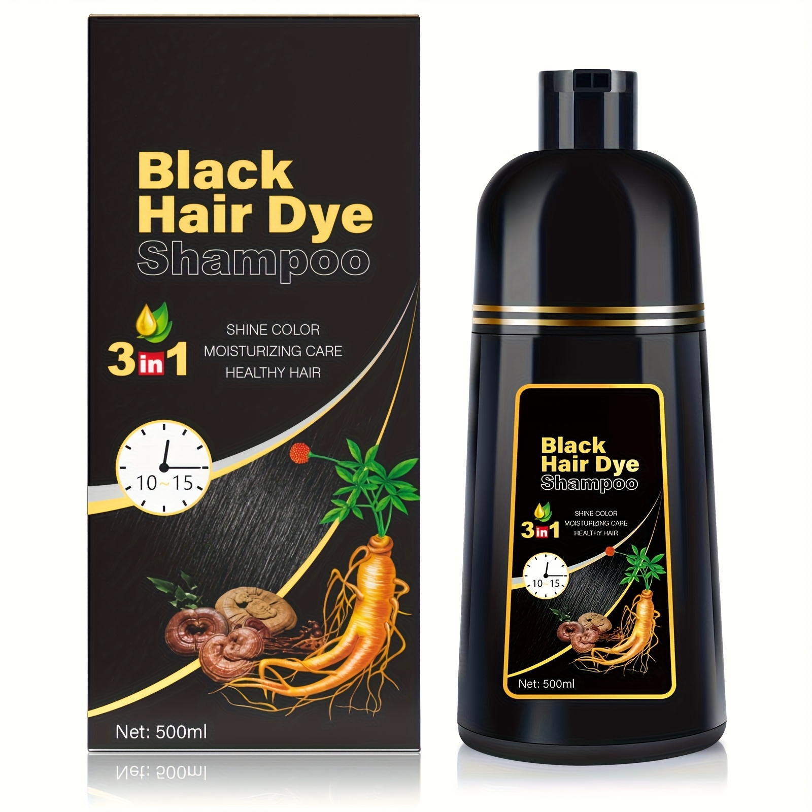 500ml Šampon za farbanje kose | Više boja u opciji, Farbanje brade, Čišćenje, Njega kose, Tri u jednom, Sastojci biljne esencije, Jednostavan za korištenje, Boja traje 30 dana, Unisex-Odrasli, Brend Bablabear - Slika 3