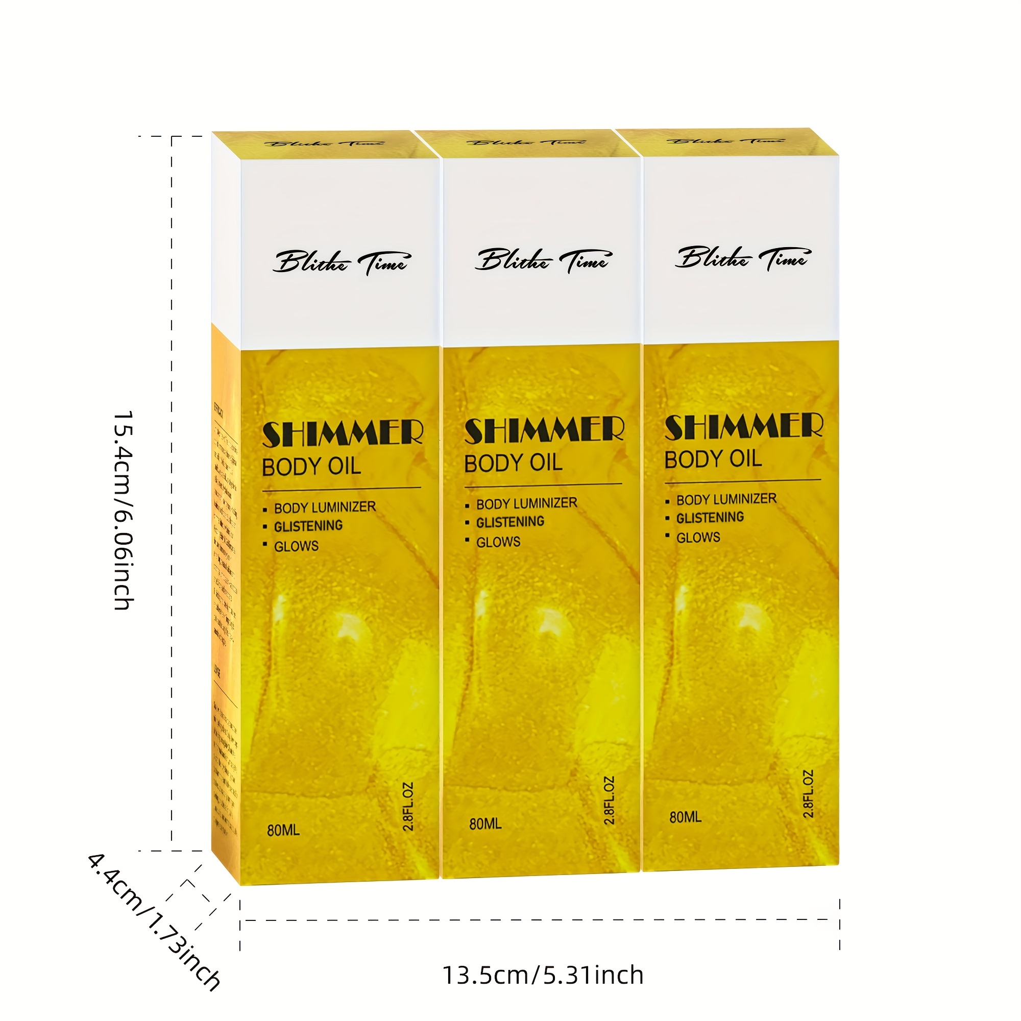 3 komada Blithe Time Luminous ulje za tijelo - Sjajna svijetlo bež formula za hidrataciju kose, svjetlucava šminka za tijelo za zabave, događaje, osjetljiva svijetlo bež boja, pojačivač hidratacije i sjaja (3 komada u pakiranju) - Slika 4