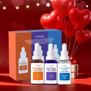 30ml * 3 komada/set Esencija za lice u tri bočice, Intenzivna hidratacija, Set za praznični poklon, Svijetlo bež set za njegu, Esencija za hidrataciju lica, Sadrži hijaluronsku kiselinu, vitamin C, retinol Sefralls