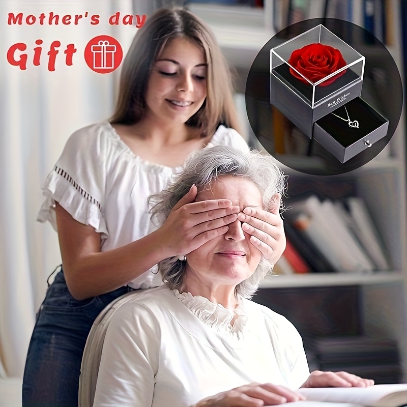 MONODEAL Vječna prava ruža, s ogrlicom I Love You, 100 jezika, prave ruže, cvjetni nakit, poklon kutija, ruža, romantična za vo, Majčin dan, Božić, rođendanski pokloni za nju - Slika 5