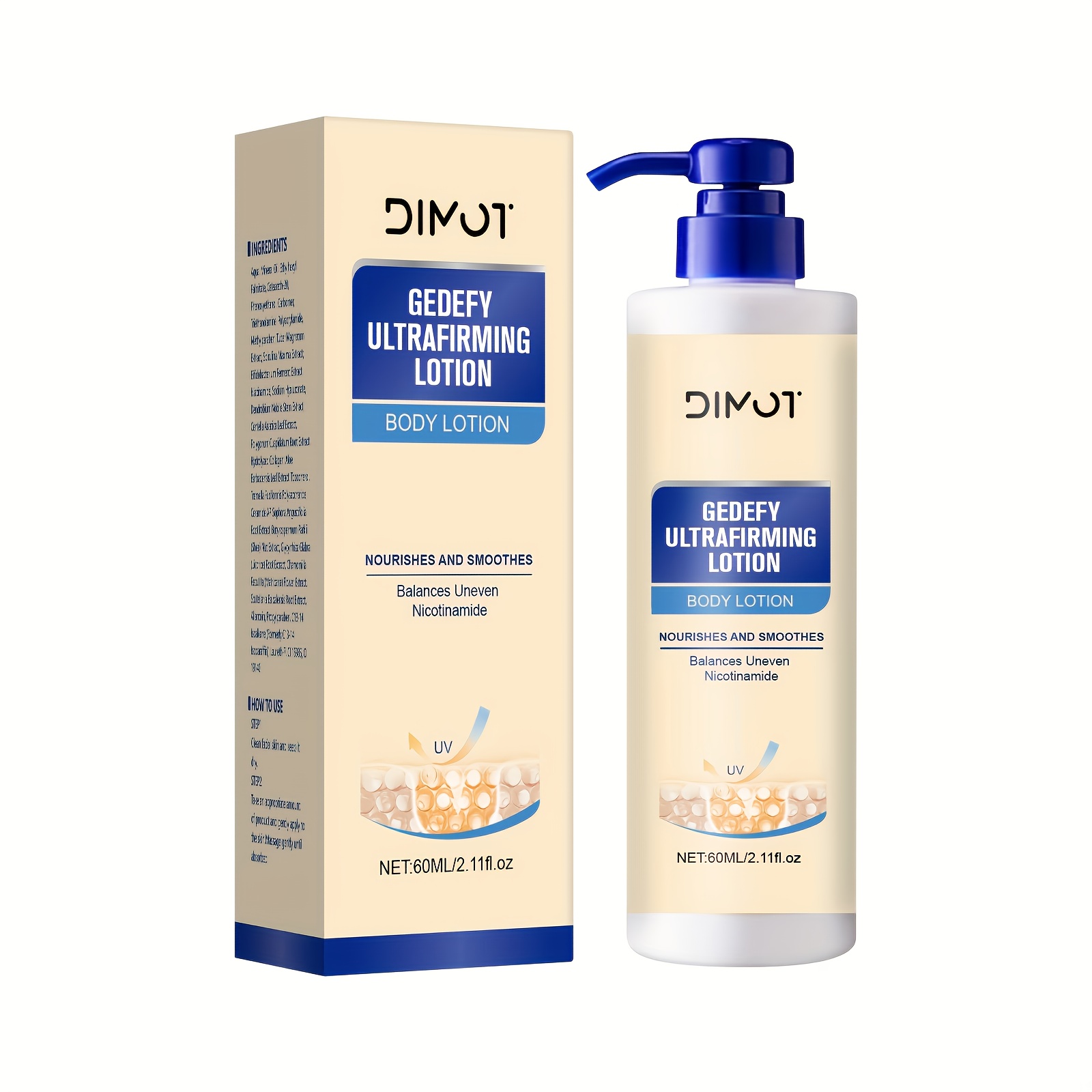 DIMOT 60ml Ultrafirming i Lifting Losion za Tijelo - Bez Mirisa, Bez Alkohola, Dnevna i Noćna Hidratacija za Sve Tipove Svijetlo Bež Kože, Ugladi Sitne Linije, Povećava Elastičnost, Vlaži, Elegantno Pakiranje, Premium Njega Kože, Ženska Njega, Rutina Njege, Moderna Njega, Formula bez Alkohola - Slika 3