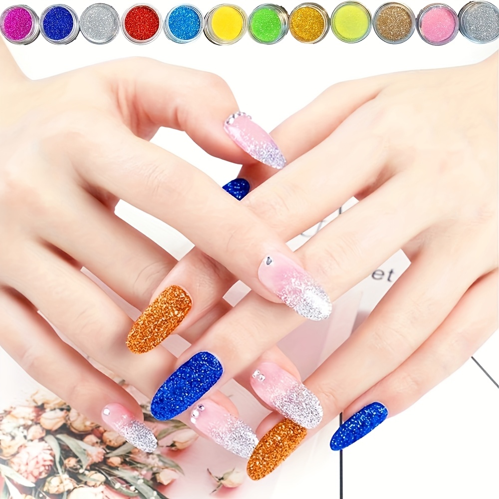 12 kompletnih uradi sam setova za nokte za početnike s glitter prahom, French tip sustavom (i), kliještima za nokte, četkicama i trakama za poliranje - Sve u jednom manikir setu za njegu noktiju, s korak po korak priručnikom (Poklon) - Slika 6