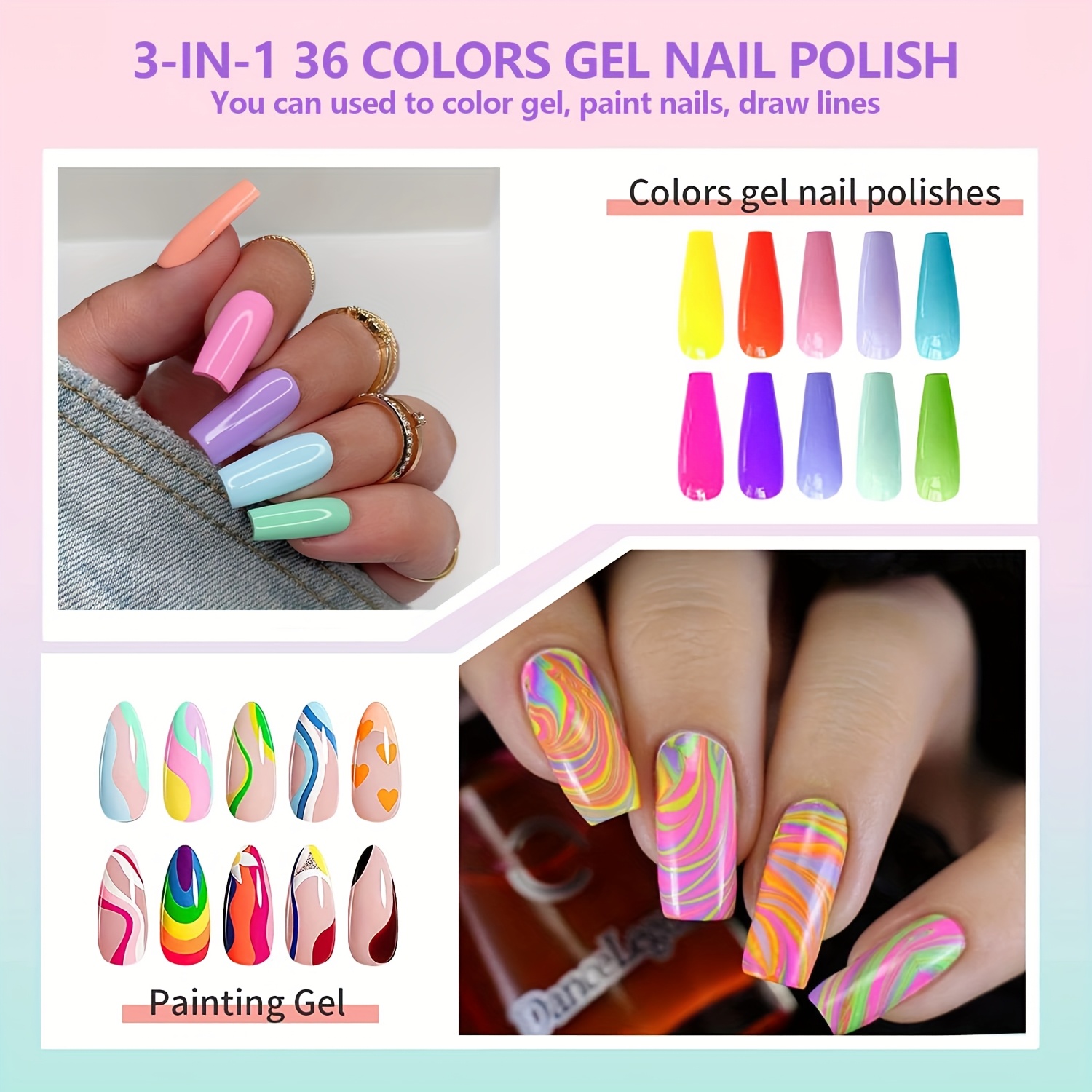 Skup od 36 gel lakova za nail art, savršen za dizajn noktiju kod kuće i u salonima, najbolji je poklon koji joj možete dati tijekom praznika i proslava. - Slika 4