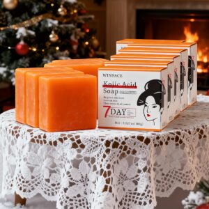 6 komada 100g Sapun s Kojinskom Kiselinom - Posvijetljuje, Hidratantni sapun za ruke i lice, kontrola masnoće, prirodna narančasta aroma, esencijalna ulja, blago čišćenje