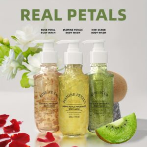 Sefralls Set Gelova za Tijelo s Mirisom Latica 225g*3 kom, Svijetlo Bež Čišćenje i Hidratacija, Gel za Tuširanje s Pravim Latice, Dugotrajan Miris, Set Gelova s Više Mirisa Latica