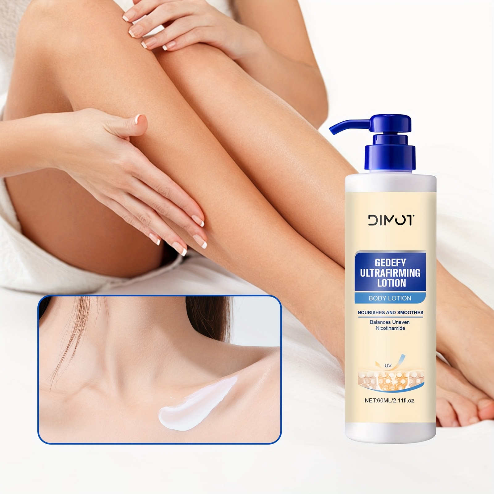 DIMOT 60ml Ultrafirming i Lifting Losion za Tijelo - Bez Mirisa, Bez Alkohola, Dnevna i Noćna Hidratacija za Sve Tipove Svijetlo Bež Kože, Ugladi Sitne Linije, Povećava Elastičnost, Vlaži, Elegantno Pakiranje, Premium Njega Kože, Ženska Njega, Rutina Njege, Moderna Njega, Formula bez Alkohola - Slika 7