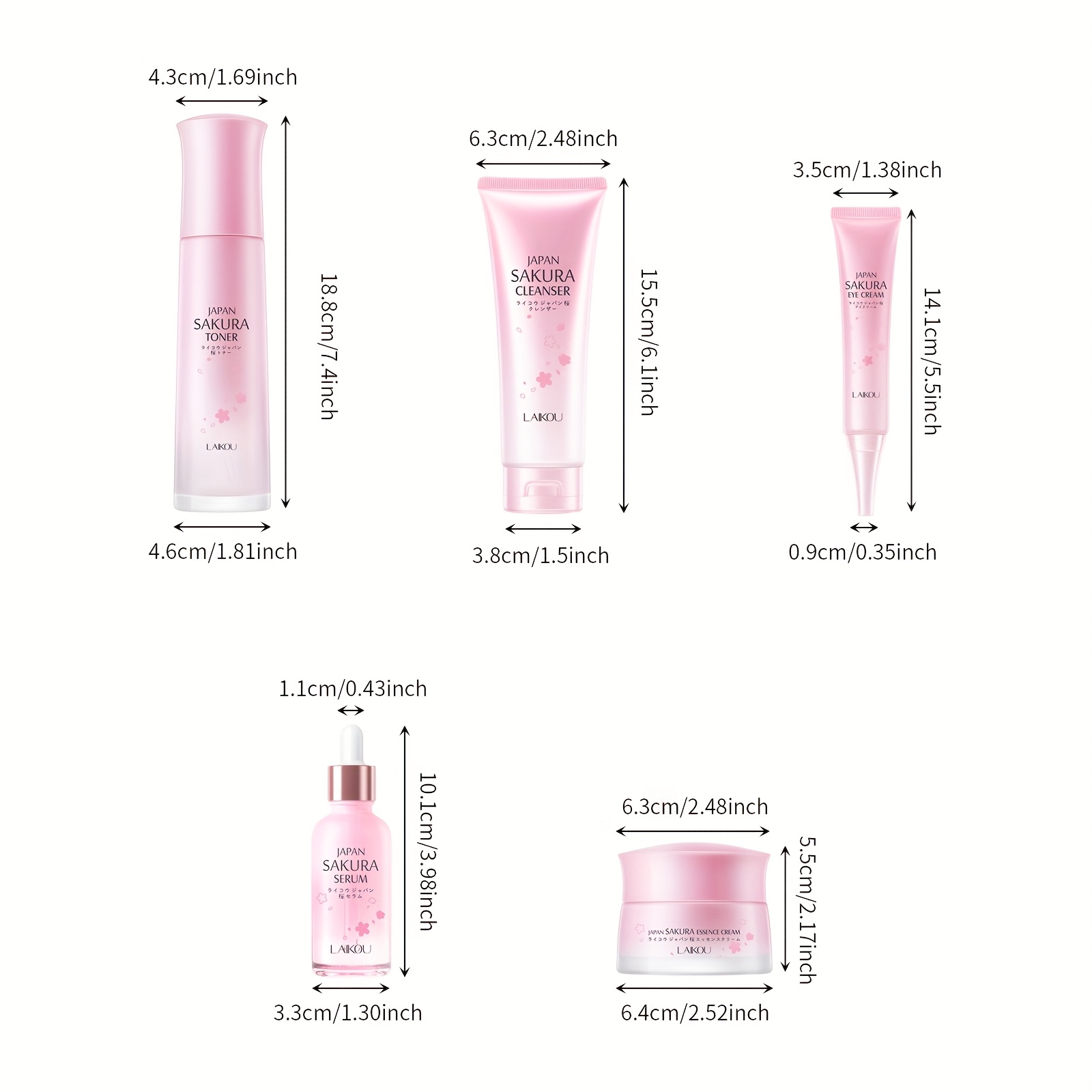 Poklon set za svakodnevnu njegu kože Sakura, uključuje gel za pranje lica 100g, tonik 120ml, serum 30ml, kremu za područje oko očiju 30g, dnevnu i noćnu masku za lice 50g, duboko hidratantno - Slika 4