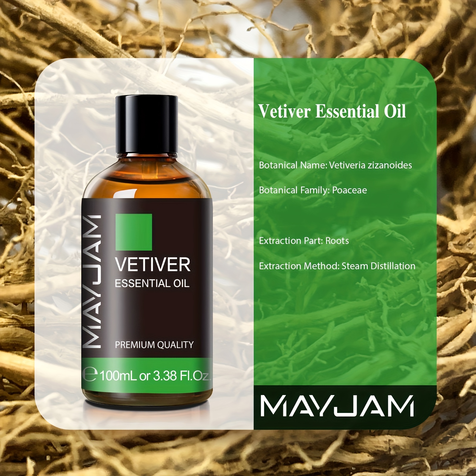3.38 Fl Oz Vetiver Esencijalno Ulje |, Difuzor, Svijeća, Idealan Poklon Za Razne Prigode - MAYJAM - Slika 2