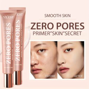 2 komada Zero Pore Primer - Kontrola masnoće, dugotrajna cjelodnevna podloga, s biljnim skvalanom, mat završetak, zaglađuje i minimizira pore, poboljšava prianjanje šminke, kremasta formula, za glatku, besprijekornu podlogu - Profesionalni primer za šminkanje za svakodnevne i posebne prigode