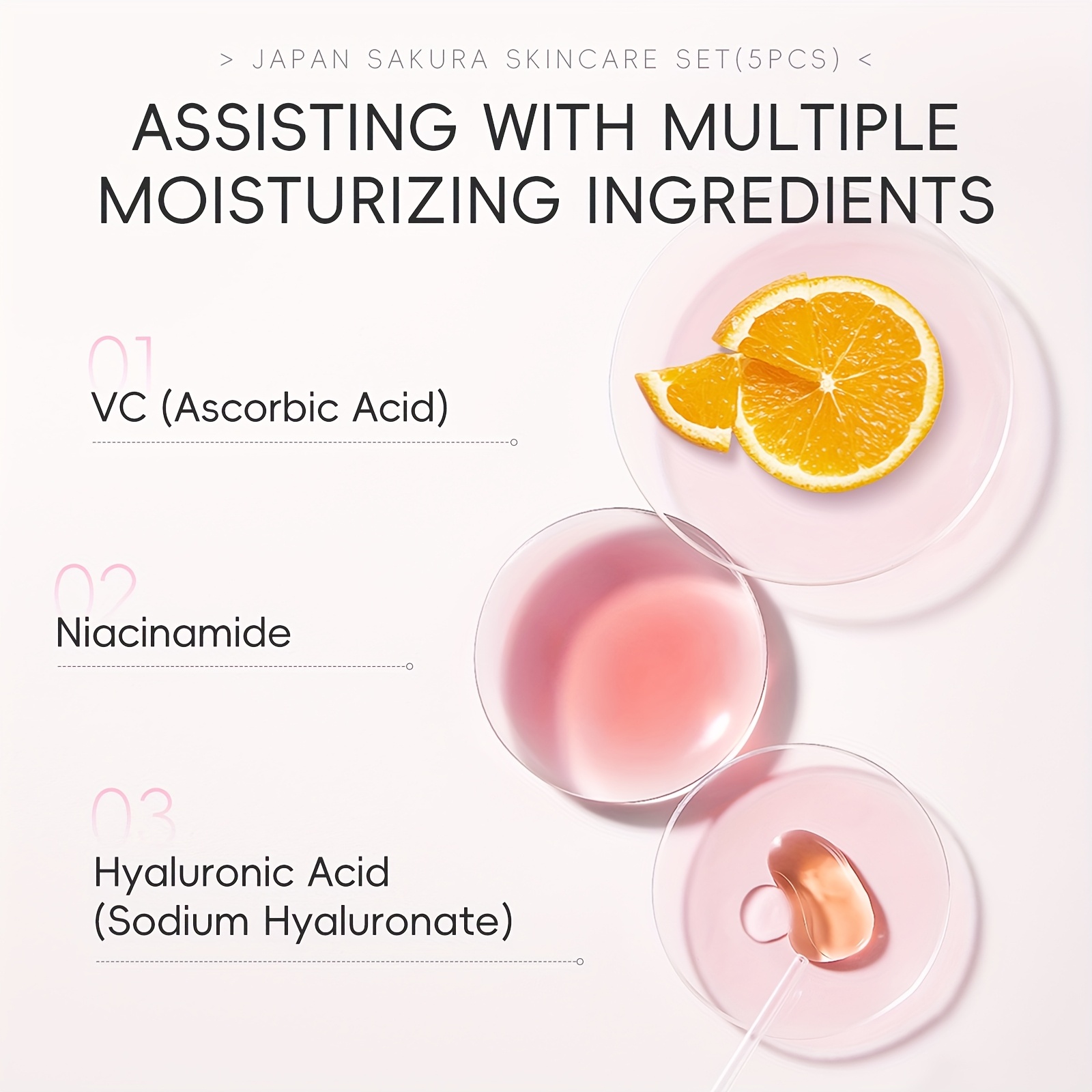Poklon set za svakodnevnu njegu kože Sakura, uključuje gel za pranje lica 100g, tonik 120ml, serum 30ml, kremu za područje oko očiju 30g, dnevnu i noćnu masku za lice 50g, duboko hidratantno - Slika 2