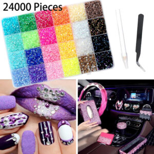 24000 komada Nail Art Rhinestone Set s Kutijom za Pohranu, Točkastim Olovkom i Pinzetama - 24.000+ kom (24 Boje/Vrste) - Višestruki Oblikovi Ukraza Za nokte (Srca, Cvijeće, Životinje, Sjaj, 3D Efekti) – Kompletan uradi sam Manicure i Dizajniranje Nakita kod Kući u Salon Stilu Idealno Počećima I Strucenjacima Savrseno Zabavam, Vjenčanjem Specijalan Dogadaja Sadrzaje Organizer Kutiju, Pribor za nokte,Privjesci za nokte,Set za nokte s šarmom u boji,