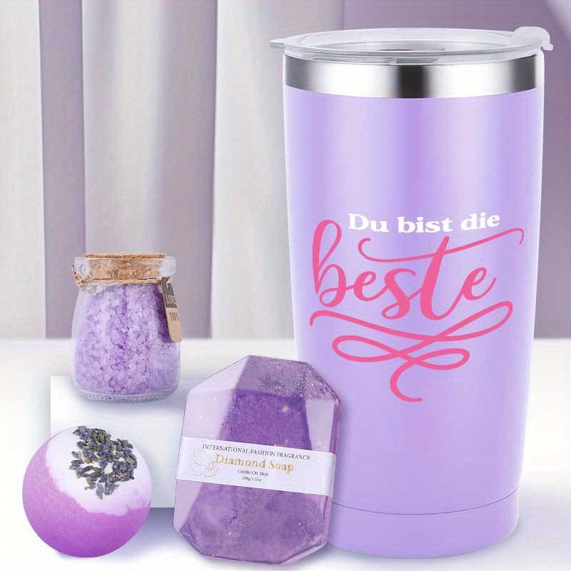 8-dijelni Ljubičasti Poklon Set za Kupanje za Žene - Morska Sol, Pješčana Sol, Spa Set, Rođendanski Poklon za Samoobavještavanje za Mamu, Suprugu ili Najbolju Prijateljicu, Savršen Poklon za Zahvalnost i Božić, Gumica za Kosu, Mirisna Svijeća, Kupaći Prašak, Bombice za Kupanje, Sapun, Poklon Kutija - Idealno za Sezonske Proslave - Slika 9