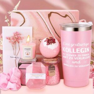 8 komada Luksuzni Spa i Poklon Set za Žene - Roza i Crna Mramorna Samopomoćna Kutija s Mirisnim s, Bombama za Kupanje, Sapunom, Solima za Kupanje, Poklon Kutijom i Čašom - Oproštaj od Kolega, Rođendan, Odlazak na Zabavu