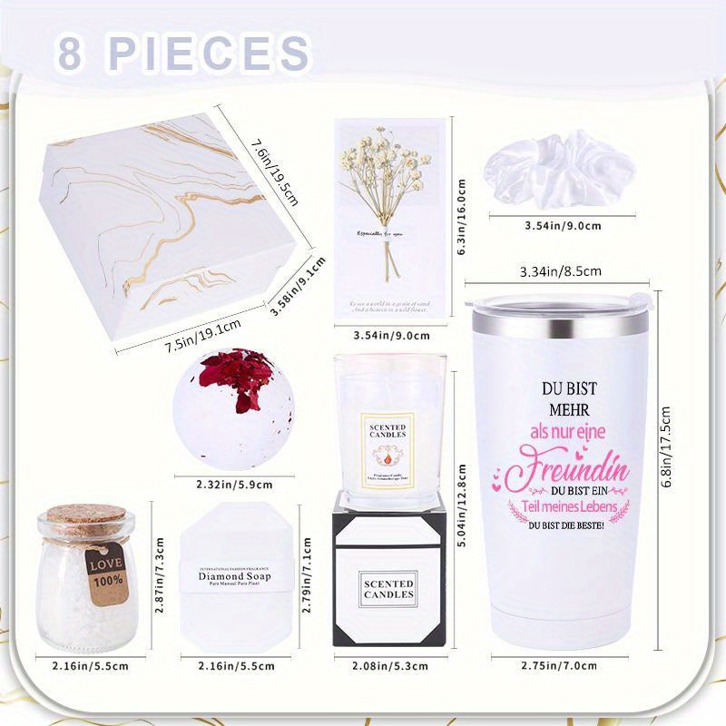 8 komada Sretna Odlazak u Penziju Tematska Ženska Košara za Poklone, Rođendanski Poklon, Set Košara s Više Predmeta za Žene, Kutija za Poklone za Spa, Poklon za Najbolju Prijateljicu i Sestru, Poklon za Samo Njegu za Djevojku, Suprugu ili Majku - Slika 4