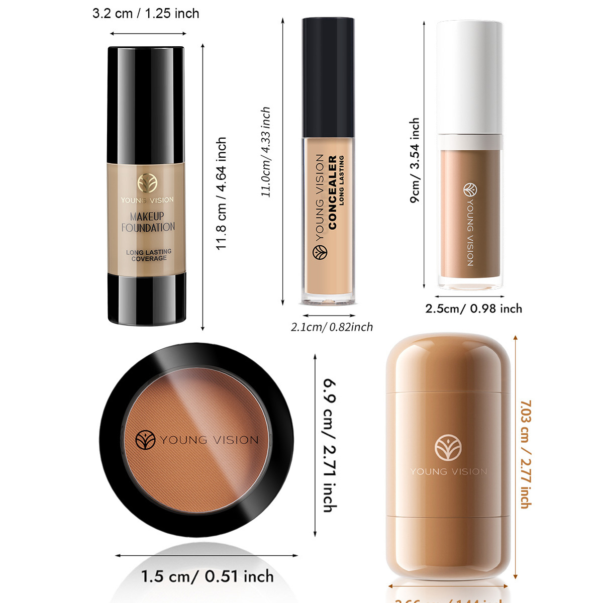 10 komada set za šminkanje lica s puderom, korektorom, konturom, rumenilom i mat bronzer prahom, uključuje 5 ružičastih četkica s kutijom s ogledalom, dugotrajni, prijenosni profesionalni set za šminkanje za žene, set za konturiranje, sveujedan set za šminkanje lica kao poklon - Slika 4