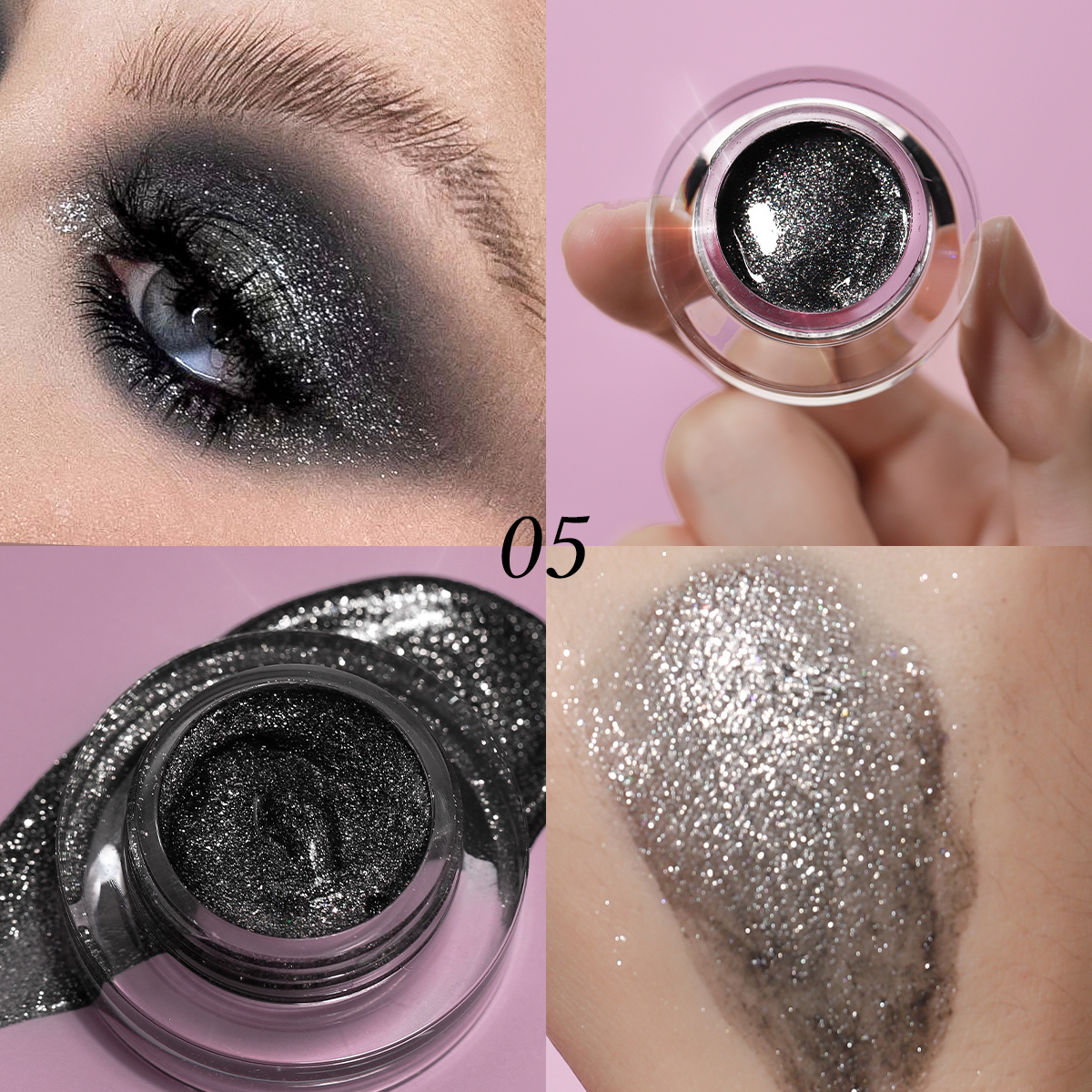 4 kom./6 kom. Gotički Cosplay Makeup Set - Višebojne Sjenke za Oči, Eyeliner Stamp, Puder, Crni Ruž i Glitter za zabave, Noć vještica, Cosplay izgled - Slika 7
